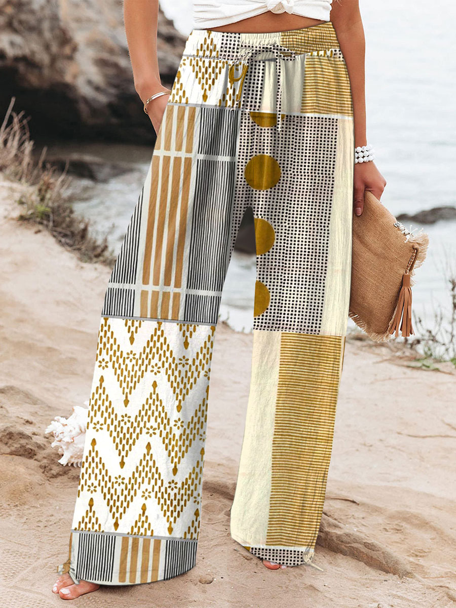 Destiny | Golden Patchwork Pants