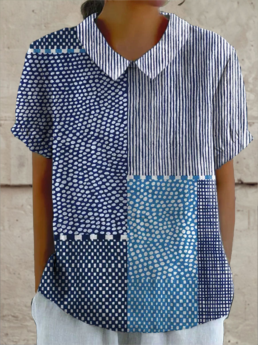 Katie | Navy Patchwork Shirt