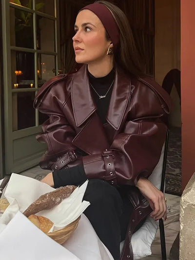 Abigail | Burgundy Leather Jacket