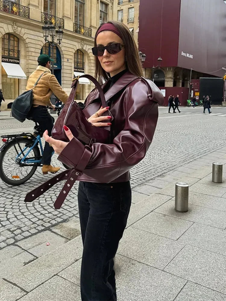 Abigail | Burgundy Leather Jacket