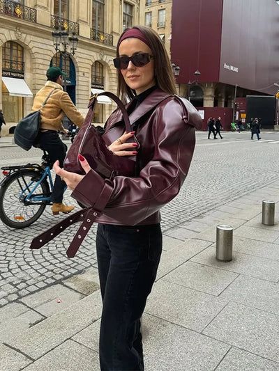 Abigail | Burgundy Leather Jacket