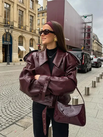 Abigail | Burgundy Leather Jacket