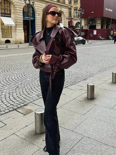 Abigail | Burgundy Leather Jacket