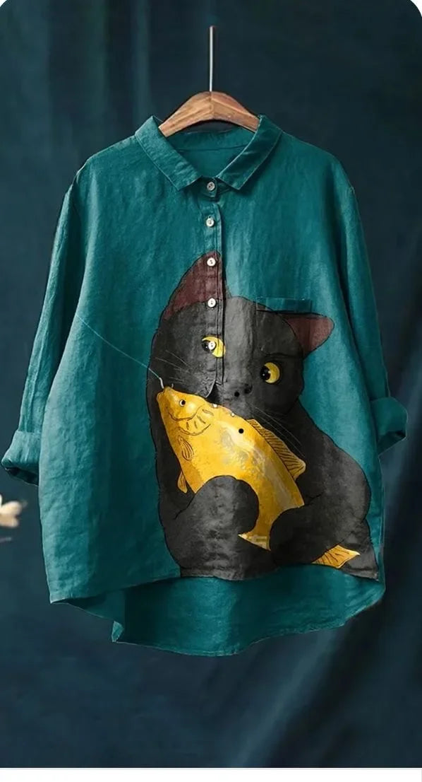 Lindsay | Playful Cat Shirt