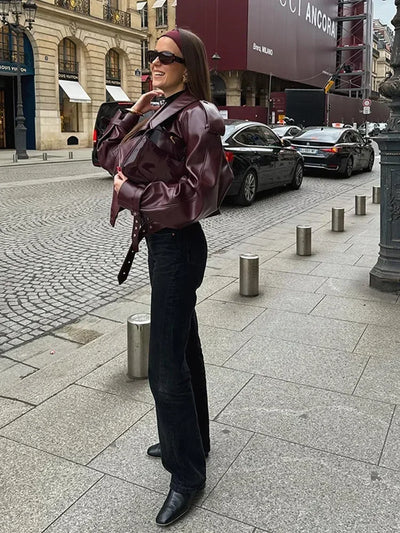 Abigail | Burgundy Leather Jacket
