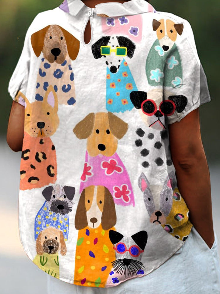 Sophia | Playful Dog Print Shirt