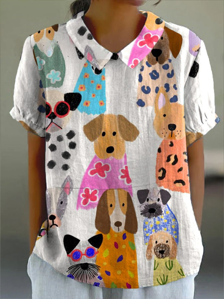 Sophia | Playful Dog Print Shirt
