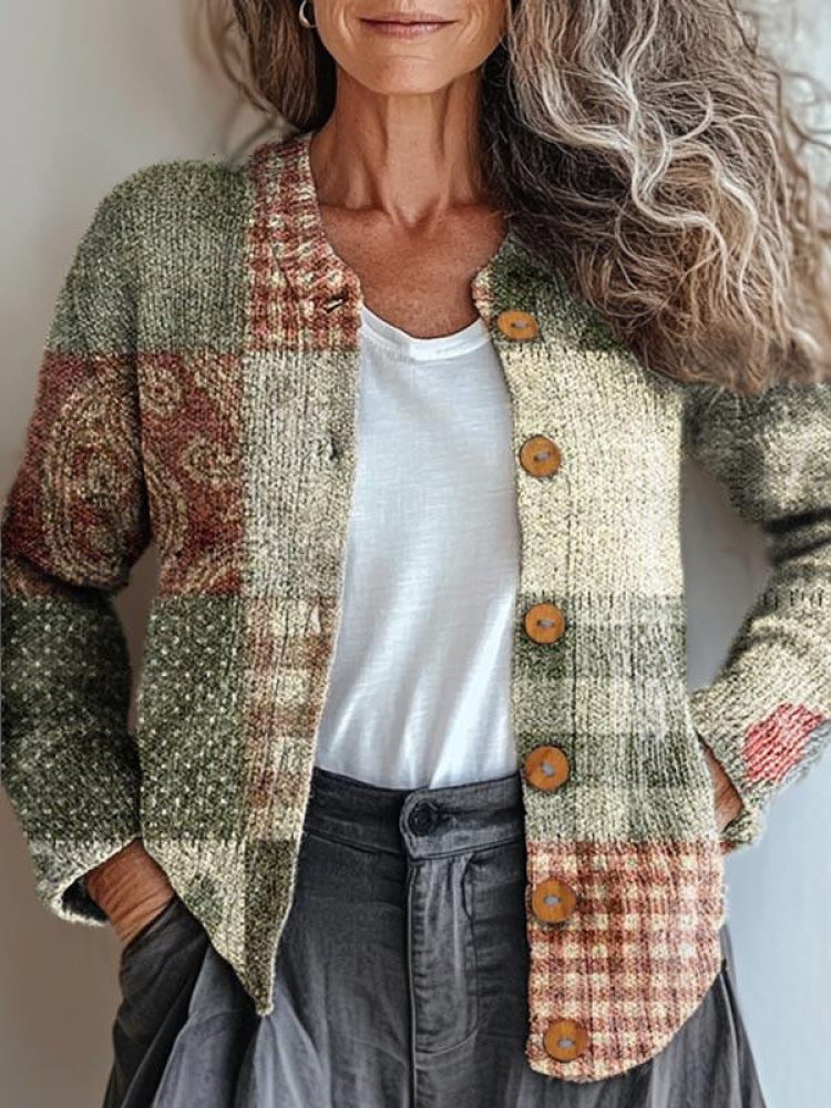 Nora | Cozy Plaid Quilted Cardigan