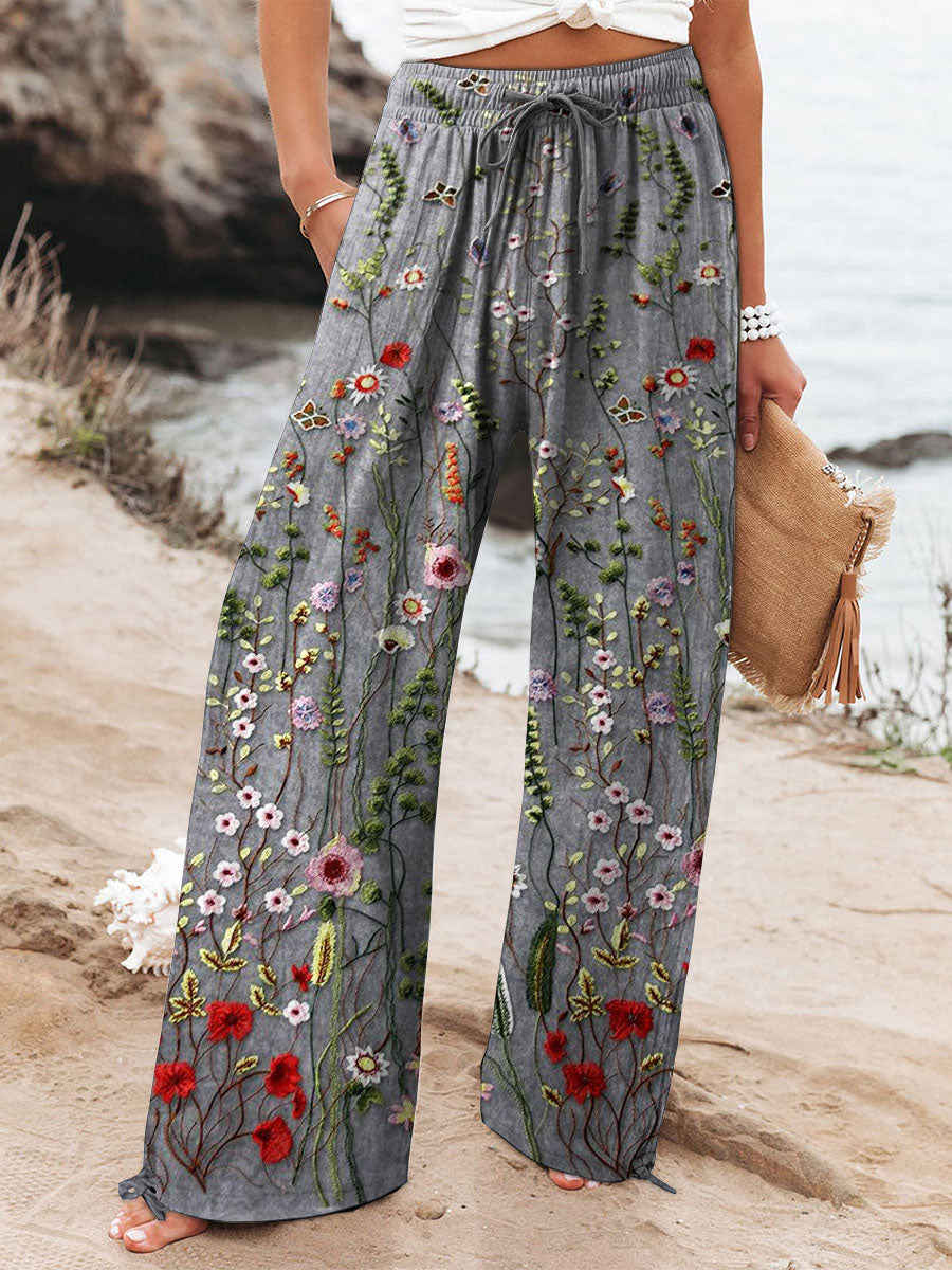 Tracey | Wildflower Embroidered Pants