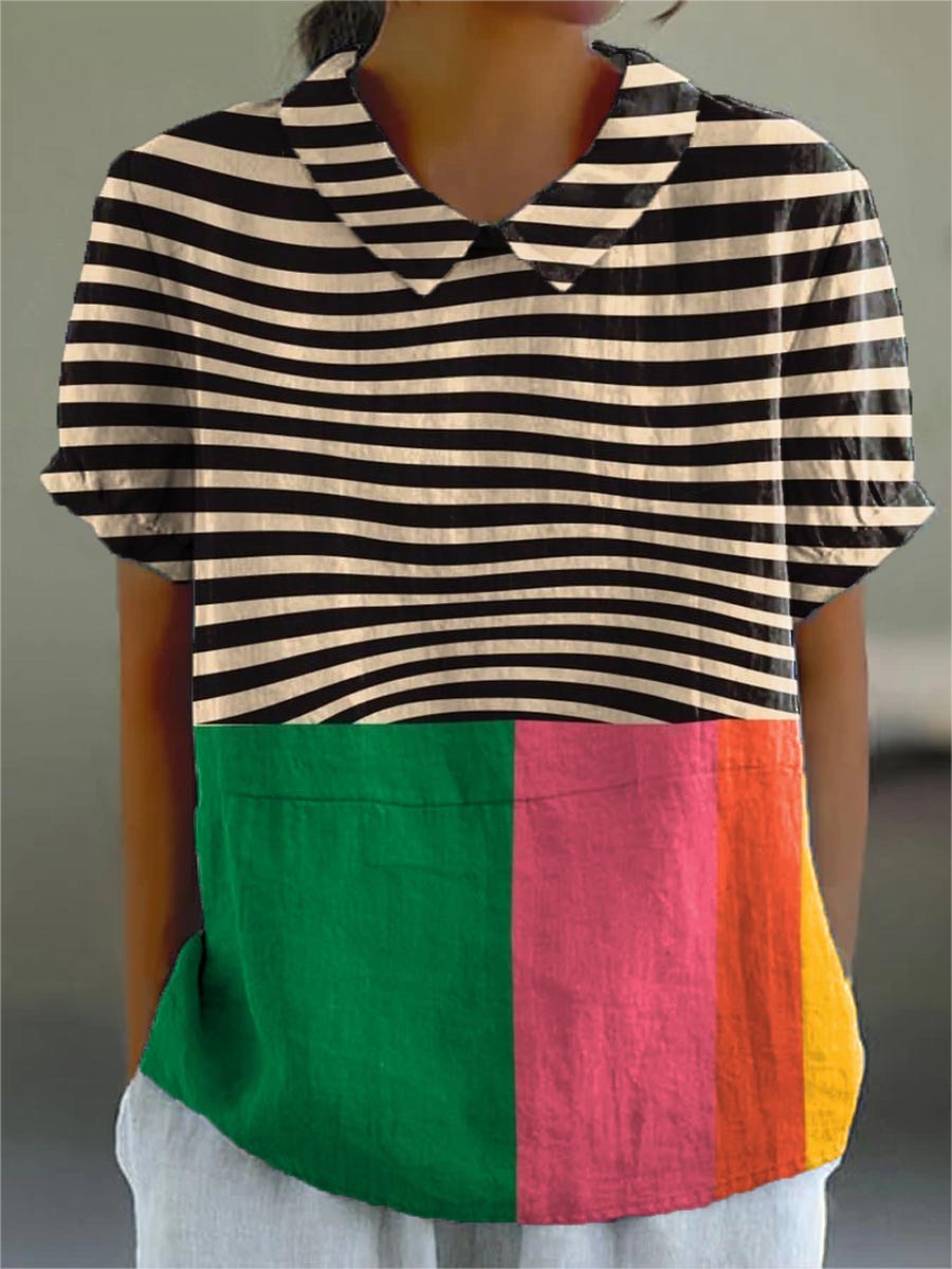 Nicole | Bold Striped Color Block Shirt