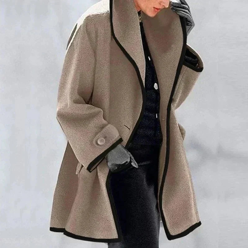 Casey | Contrast Trim Wool Coat