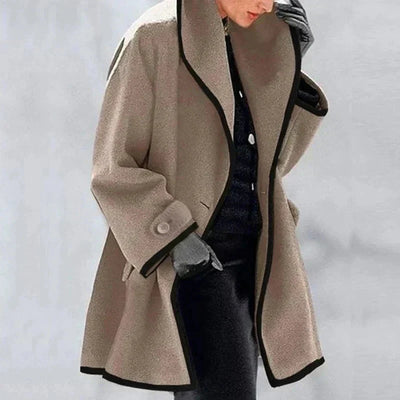 Casey | Contrast Trim Wool Coat