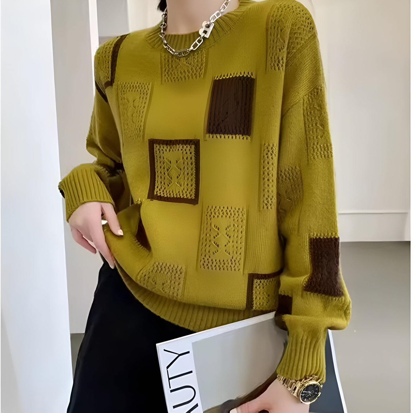 Samantha | Monochrome Patchwork Sweater