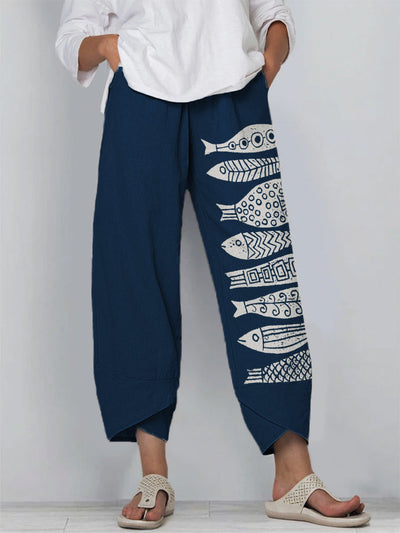 Rosie | Coastal Fish Print Pants